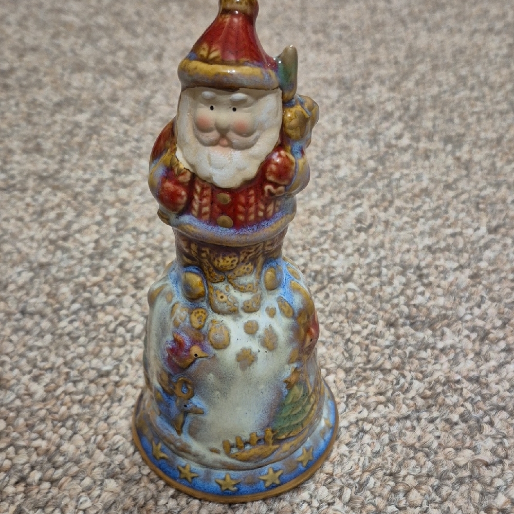 Kirkland's Potter's Garden Ceramic Santa Claus Bell Figurine EUC